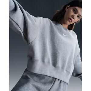 Nike Gray Phoenix Fleece Women's Over-Oversized Crew-Neck Sweater